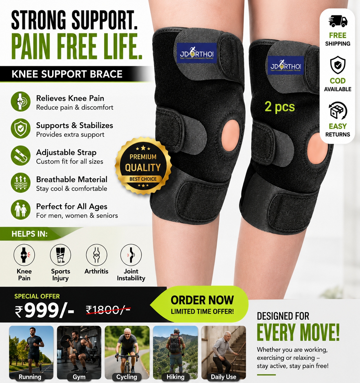 Premium Knee Support Belt – Pain Relief & Joint Stability for Daily Comfort